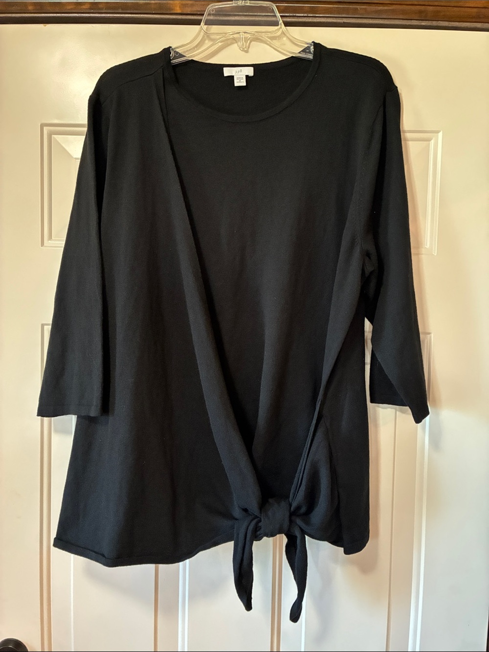 2X J. Jill Black Cashmere Blend Top/Sweater with Side Wrap Tie Knot Feature